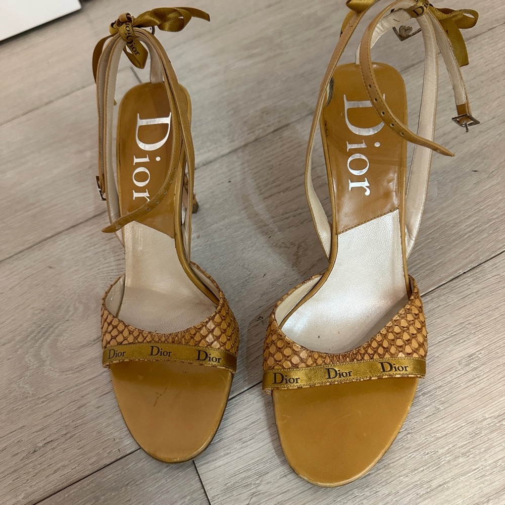 Dior Women's Gold Strappy Heels
